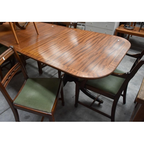 3039 - Extending Mahogany Pedestal Dining Table with 6 Chairs (240 x 90cms) & 1 Leaf