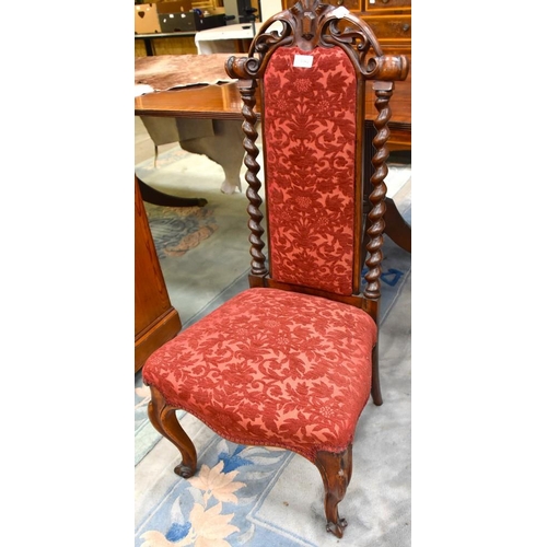 3054 - Victorian Rosewood Barley Twist Nursing Chair