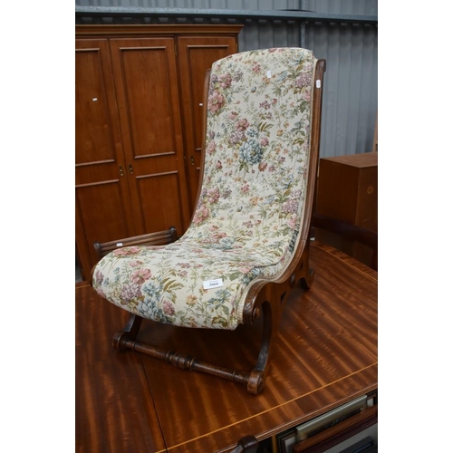 3060 - Victorian Mahogany Sleigh Bed End Nursing Chair