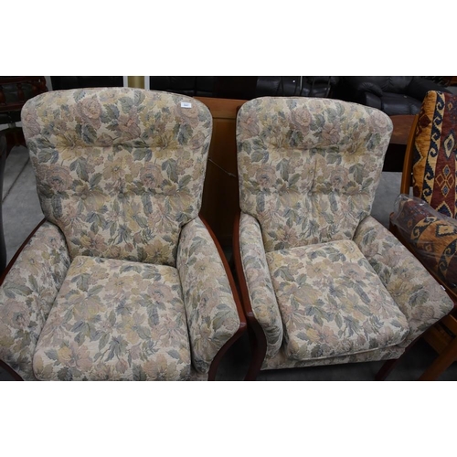 3097 - Pair of Teak Framed Parker Knoll Armchairs