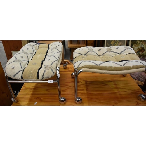 3102 - Pair of Vintage Chrome Footstools