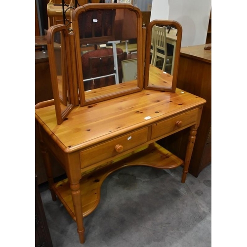 3105 - Pine Dressing Table & Mirror