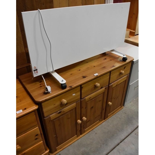 3120 - Pine Sideboard, Electric Heater & Filing Cabinet