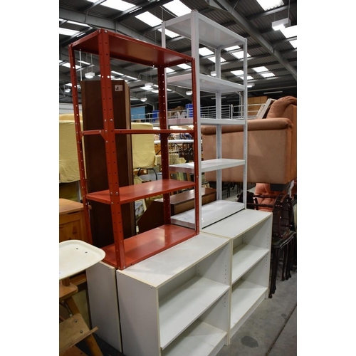 3123 - Nest of Tables, Drinks Trolley, 2 Metal Racks & 4 Bookcases