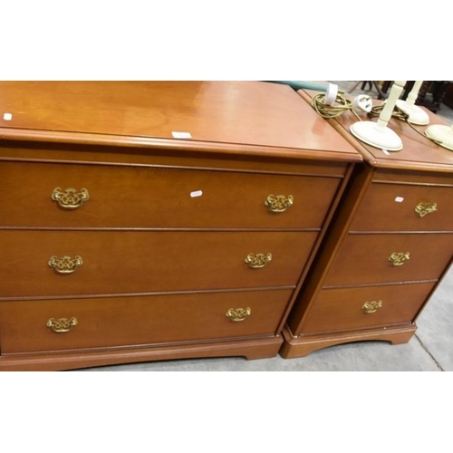 3125 - Stag 3 Drawer Chest & 3 Drawer Bedside