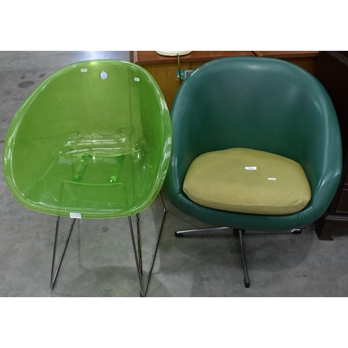 3130 - Vintage Swivel Tub Chair & Ikea Style Chair