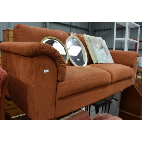 3140 - Brown Fabric Upholstered 3 Seat Sofa