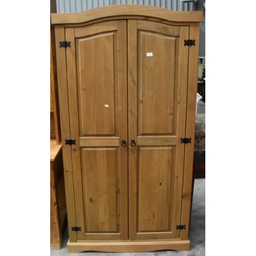 3147 - Pine Double Door Wardrobe