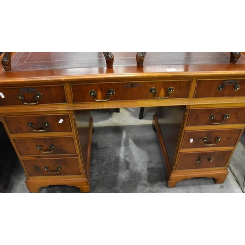 3151 - Yew Twin Pedestal Writing Desk