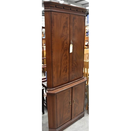 3156 - Mahogany Inlaid Corner Cabinet