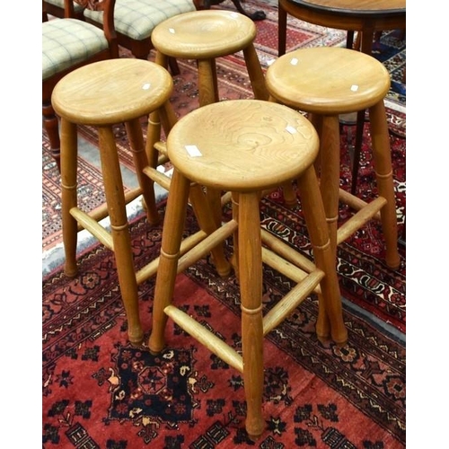 3166 - Set of 4 Oak Stools, Part of a set  Commissioned in the 1980's by Prince Charles , underside of each... 