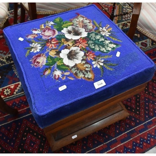 3168 - Victorian Rosewood Workbox with Tapestry Beadwork Top