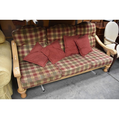 3190 - Beech Framed 3 Seat Sofa