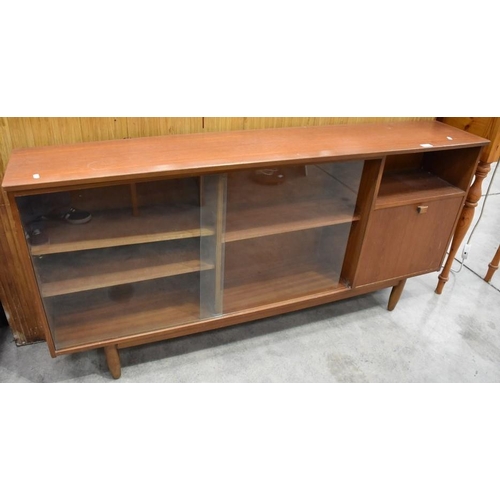 3206 - Vintage Teak Glass Front Bookcase