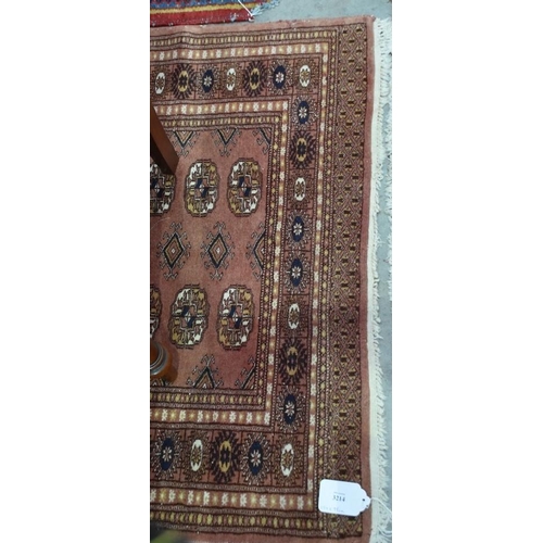 3214 - Bokhara Fringed & Bordered Rug on Orange Ground 154cm x 98cm