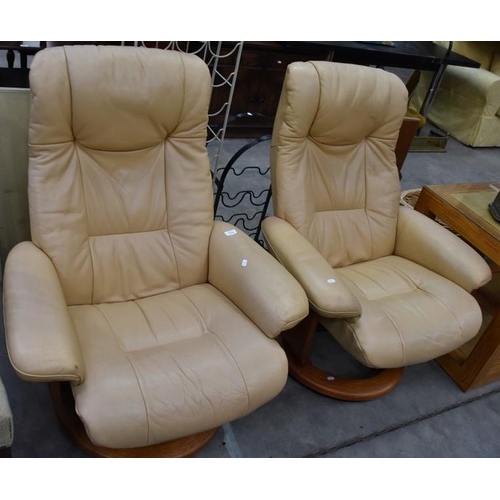 3230 - Pair of Cream Leather Swivel Chairs