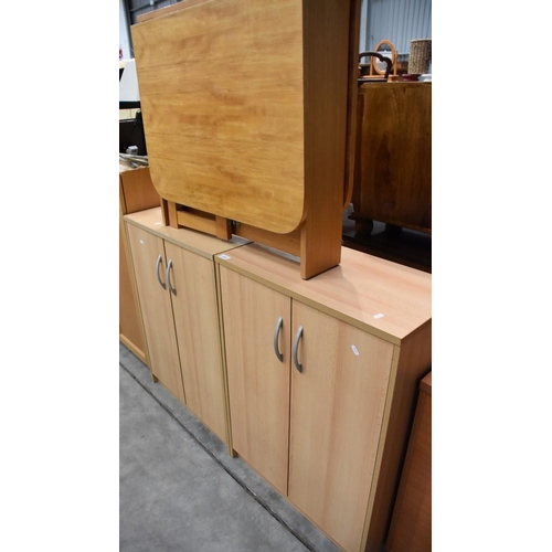 3242 - 2 Beech Cabinets & Drop Leaf Kitchen Table