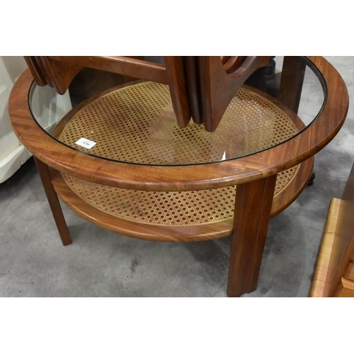 3256 - Vintage Teak Circular Glass Top Coffee Table