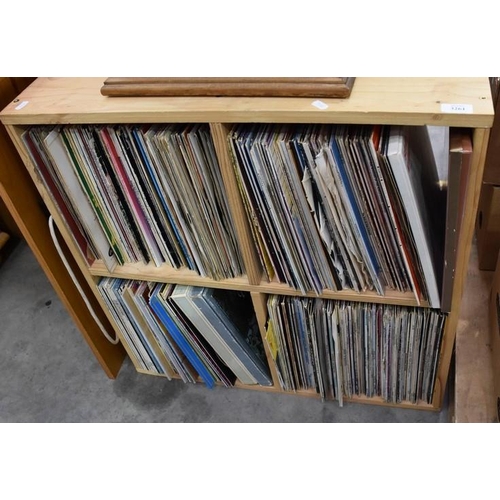 3261 - Pine Record Cabinet Complete with Assorted LP's