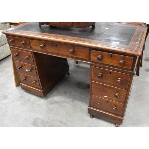 3264 - Victorian Mahogany Twin Pedestal Writing Desk