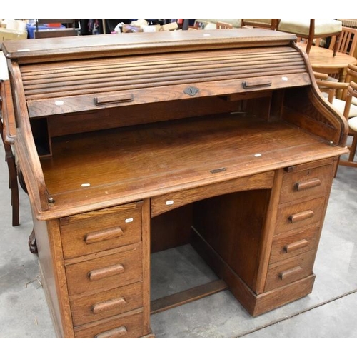 3267 - Vintage Oak Roll-Top Desk