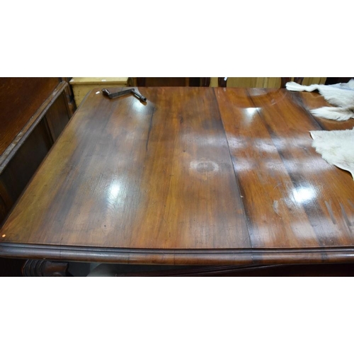 3277 - Victorian Mahogany Wind-Out Dining Table with 2 Additional Leaves & Winder