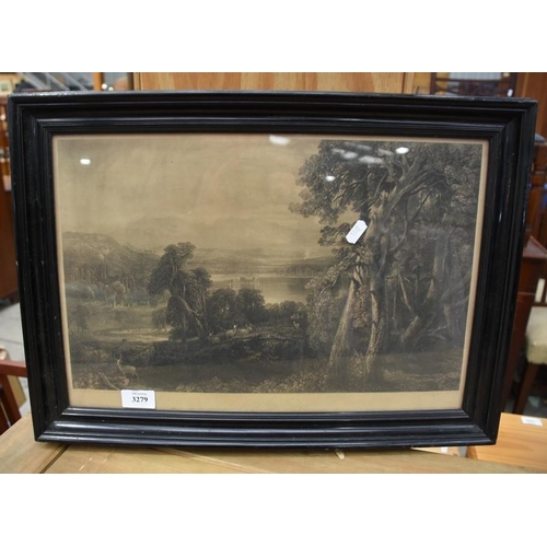 3279 - Victorian Framed Print - Loch An Eilan, after H McCulloch, approx 44 x 27cm.