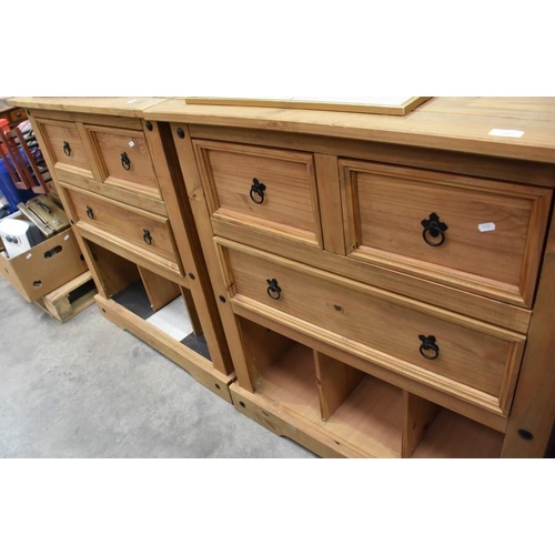 3281 - Pair of Pine Chest of Drawers with LP Record Storage