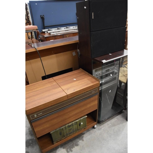 3292 - Vintage Toshiba Stereo, Stereo Cabinet, Hostess Trolley and Jewelry Box