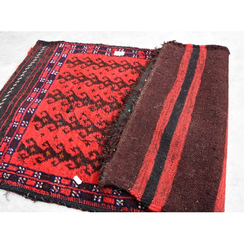 3005 - Two Antique Rug Saddle Bags- 108 x 60cm & 102 x 60cm.