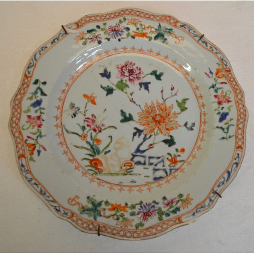 2036 - Six Pieces of Antique Chinese Famille Rose Porcelain, Painted with colourful flowers and foliage, on... 