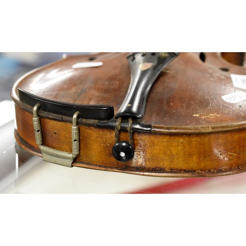 1085 - Vintage Violin, 37.5cm body length, no makers label.