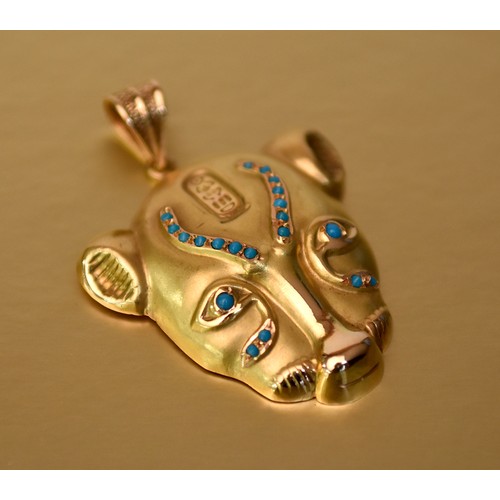 14ct Gold Leopard Head Pendant approx 14g.