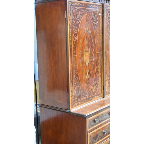 3001 - Victorian Mahogany Inlaid Bookcase on Base