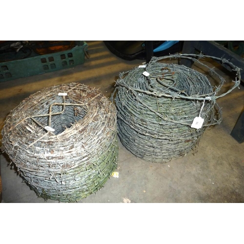 66 - 2 Reels of Galvanised Barbed Wire