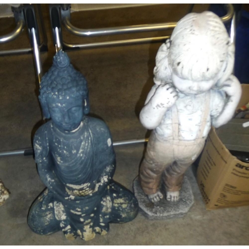 90 - Reconstituted Stone Figural Garden Ornament & Composite Buddha Garden Ornament