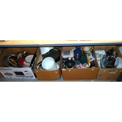1256 - Four Boxes - Lamps, Telephone, Kitchenware etc.