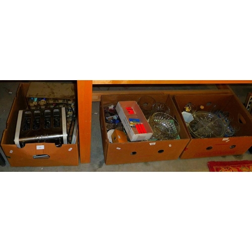 1260 - Three Boxes - Kitchen, Crystal, Sewing Itesm etc.