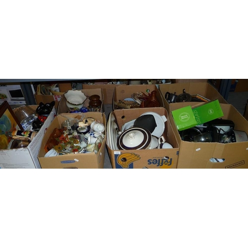 1270 - Seven Boxes - Part Dinner Sets, Nesting Hen, Kitchenware etc.