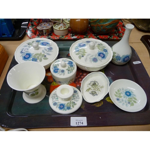 1274 - Tray Lot - Wedgwood Dressing Table Set, Small Trumpet Shaped Vase etc.