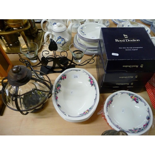 1278 - Two Candle Holders, Royal Doulton Autumn Glory Pattern Table Ware.
