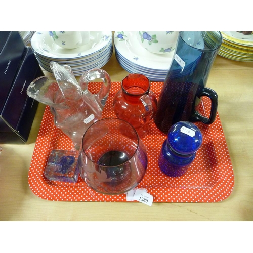 1280 - Tray Lot - Assorted Glassware.
