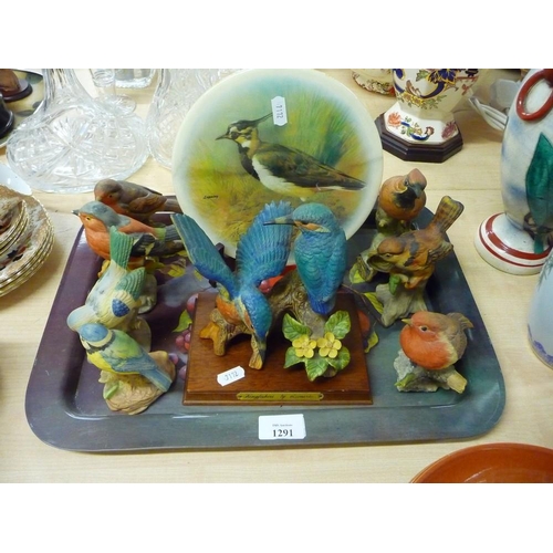 1291 - Tray Lot - Eight Ornaments & Similar Plaque.