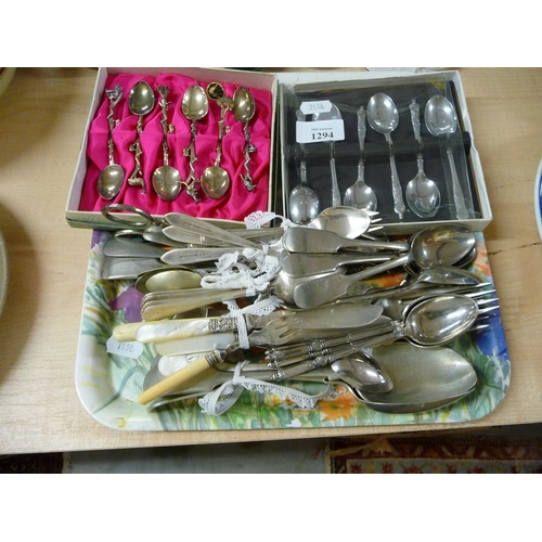 1294 - Tray Lot - EP Cutlery, Spoons etc.
