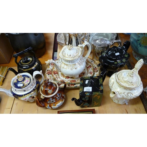 1308 - Collection of Seven Teapots, Two Victorian Ashets.