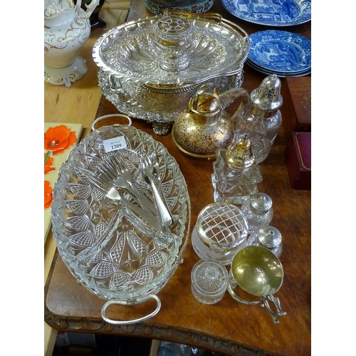 1309 - Plated Salver, Fruit Basket with Swing Handle, Condiment Sets etc.