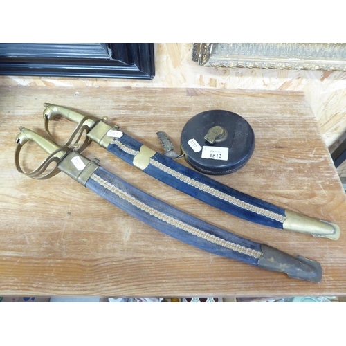 1512 - Vintage Tape Measure, Pair of Ornamental Short Swords.