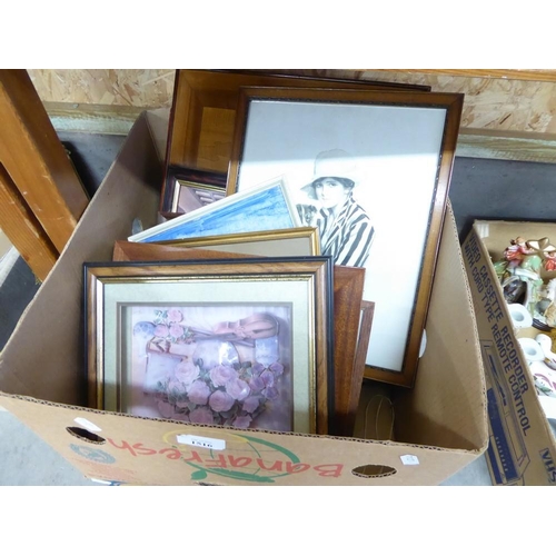 1516 - Two Boxes - Framed Prints, Drinking Glasses etc.