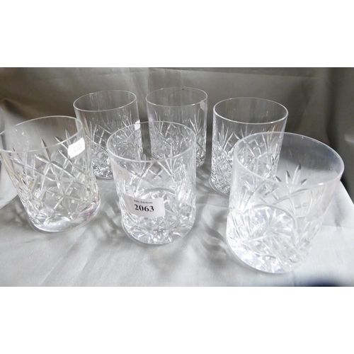 2063 - Set of Six Crystal Whisky Tumblers.