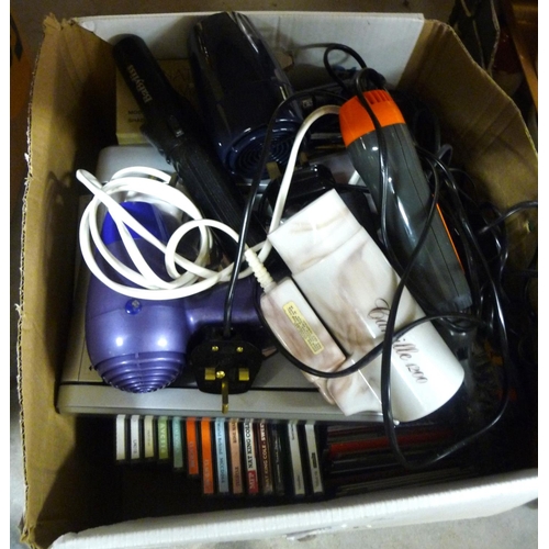 2102 - Box - Curling Tongs, Hairdryers, Cd's etc.